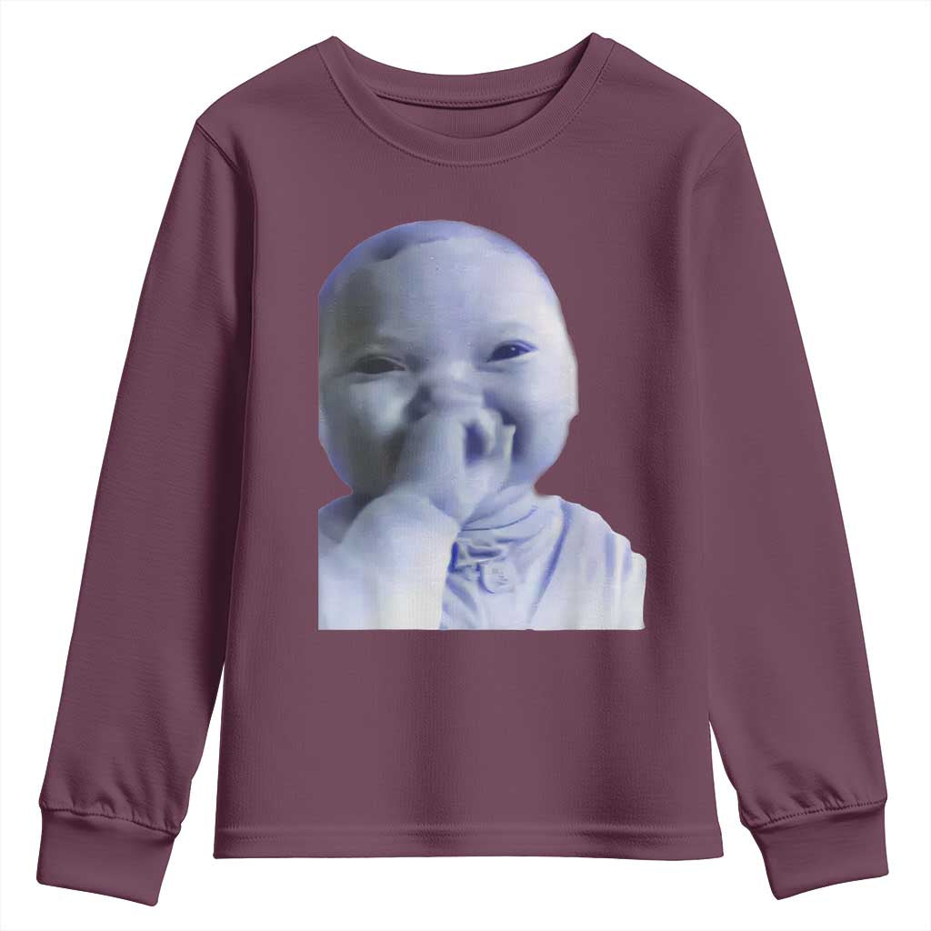 Funny Tuff Baby Giggling Meme Youth Sweatshirt Viral AI Niche Baby Holding Laugh Face - Wonder Print Shop