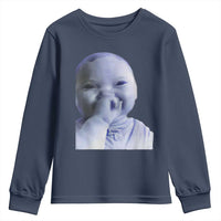 Funny Tuff Baby Giggling Meme Youth Sweatshirt Viral AI Niche Baby Holding Laugh Face - Wonder Print Shop