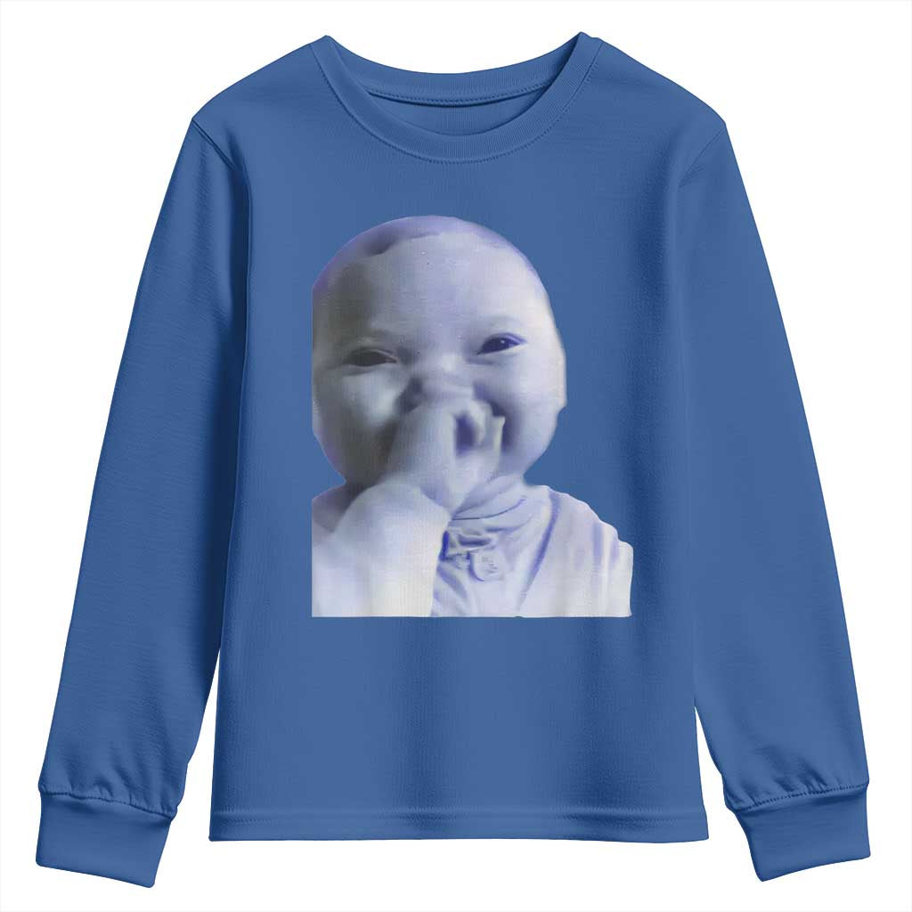 Funny Tuff Baby Giggling Meme Youth Sweatshirt Viral AI Niche Baby Holding Laugh Face - Wonder Print Shop