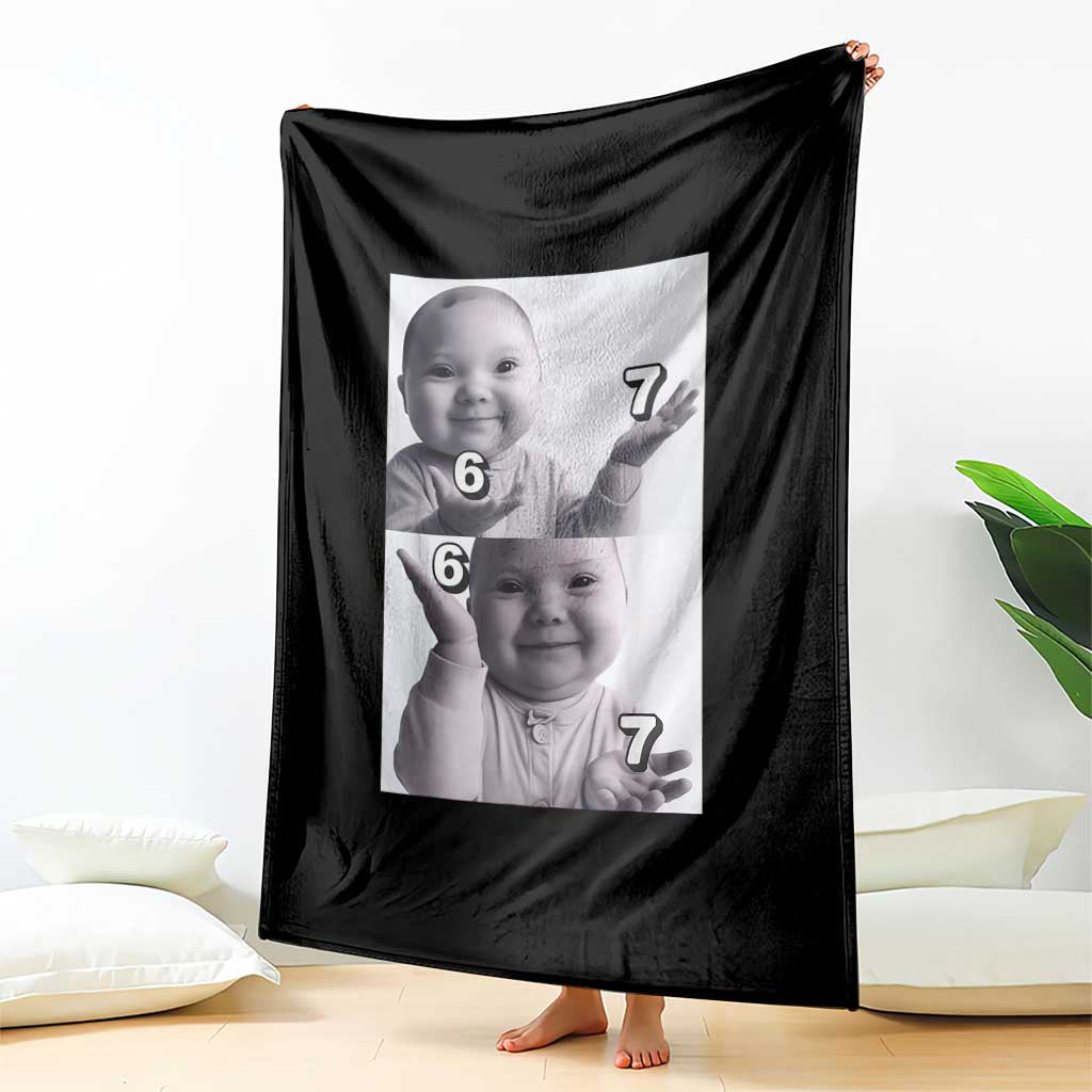 Funny Tuff Baby 67 Meme Throw Blanket Viral AI Niche Baby Six Seven Hand Gesture - Wonder Print Shop