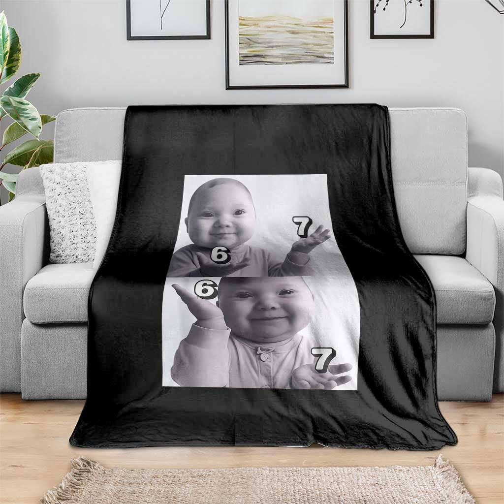 Funny Tuff Baby 67 Meme Throw Blanket Viral AI Niche Baby Six Seven Hand Gesture - Wonder Print Shop