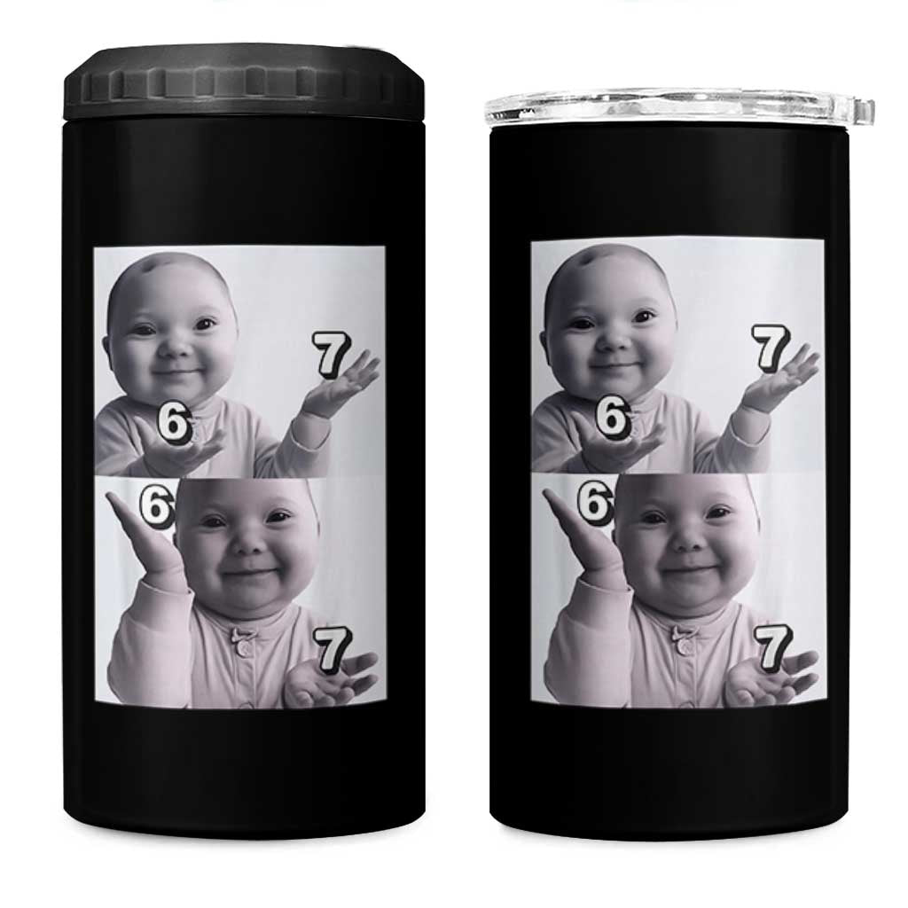 Funny Tuff Baby 67 Meme 4 in 1 Can Cooler Tumbler Viral AI Niche Baby Six Seven Hand Gesture - Wonder Print Shop