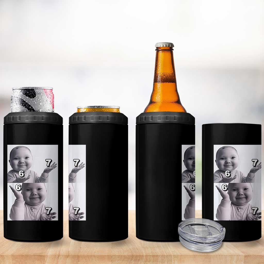Funny Tuff Baby 67 Meme 4 in 1 Can Cooler Tumbler Viral AI Niche Baby Six Seven Hand Gesture - Wonder Print Shop