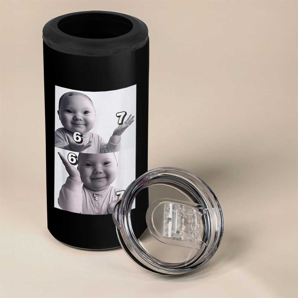 Funny Tuff Baby 67 Meme 4 in 1 Can Cooler Tumbler Viral AI Niche Baby Six Seven Hand Gesture - Wonder Print Shop