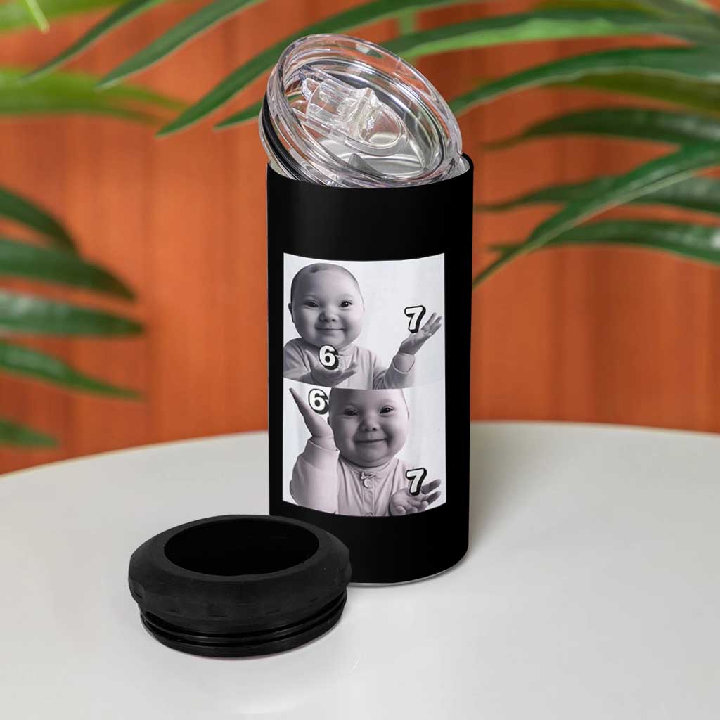 Funny Tuff Baby 67 Meme 4 in 1 Can Cooler Tumbler Viral AI Niche Baby Six Seven Hand Gesture - Wonder Print Shop