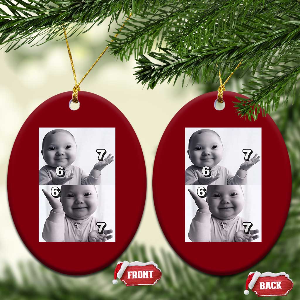 Funny Tuff Baby 67 Meme Ceramic Ornament Viral AI Niche Baby Six Seven Hand Gesture - Wonder Print Shop