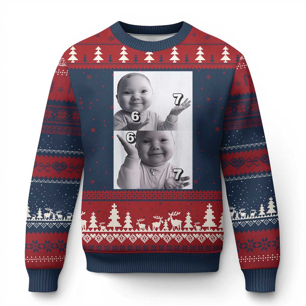 Funny Tuff Baby 67 Meme Ugly Christmas Sweater Viral AI Niche Baby Six Seven Hand Gesture - Wonder Print Shop