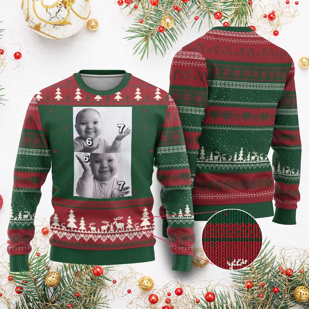 Funny Tuff Baby 67 Meme Ugly Christmas Sweater Viral AI Niche Baby Six Seven Hand Gesture - Wonder Print Shop