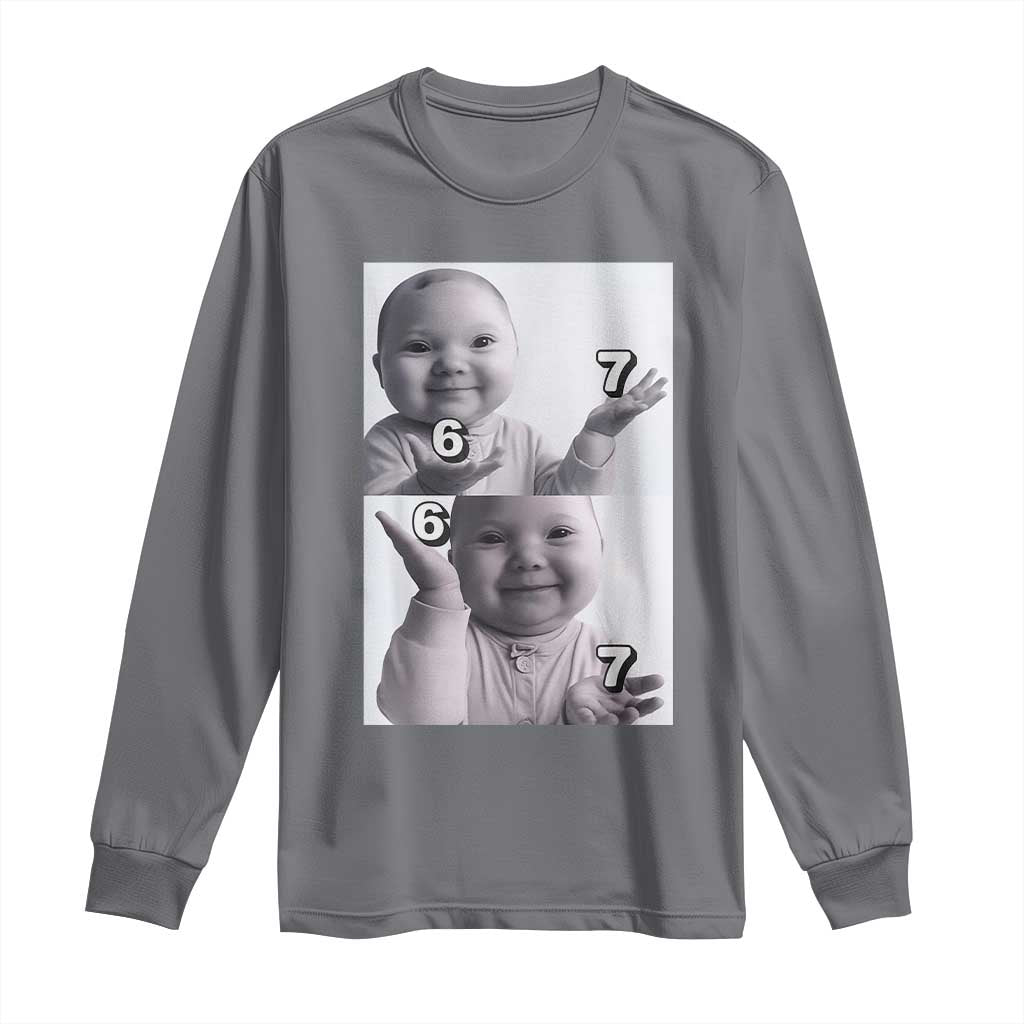 Funny Tuff Baby 67 Meme Long Sleeve Shirt Viral AI Niche Baby Six Seven Hand Gesture - Wonder Print Shop