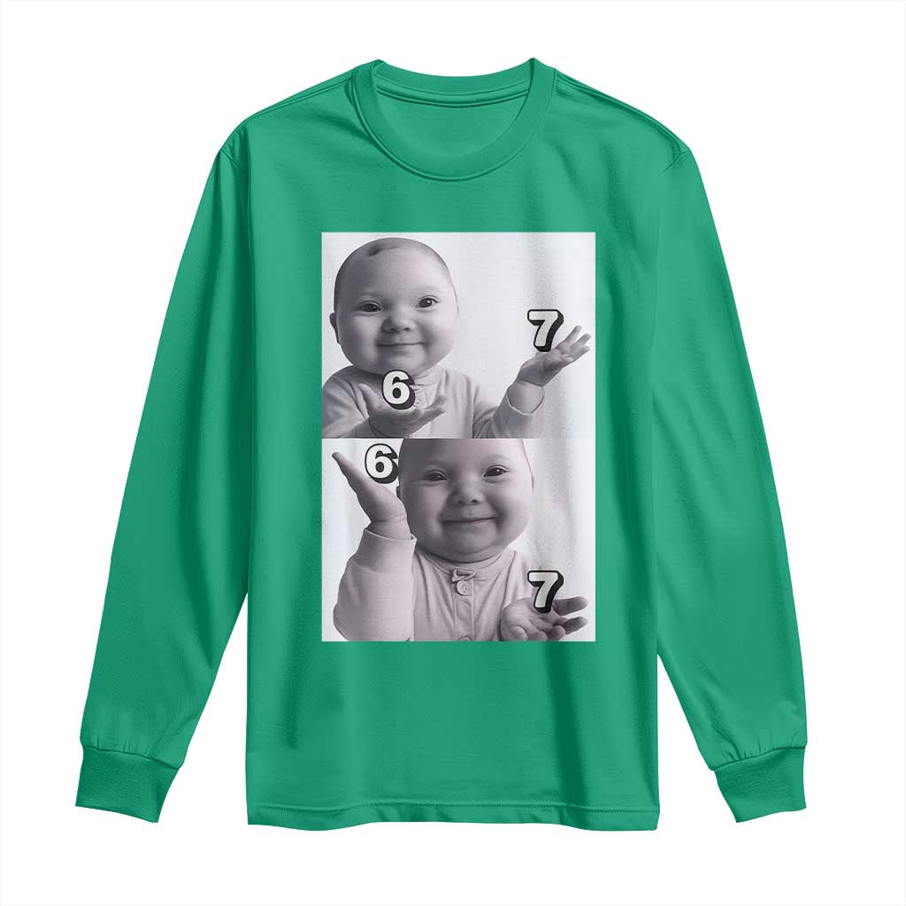 Funny Tuff Baby 67 Meme Long Sleeve Shirt Viral AI Niche Baby Six Seven Hand Gesture - Wonder Print Shop
