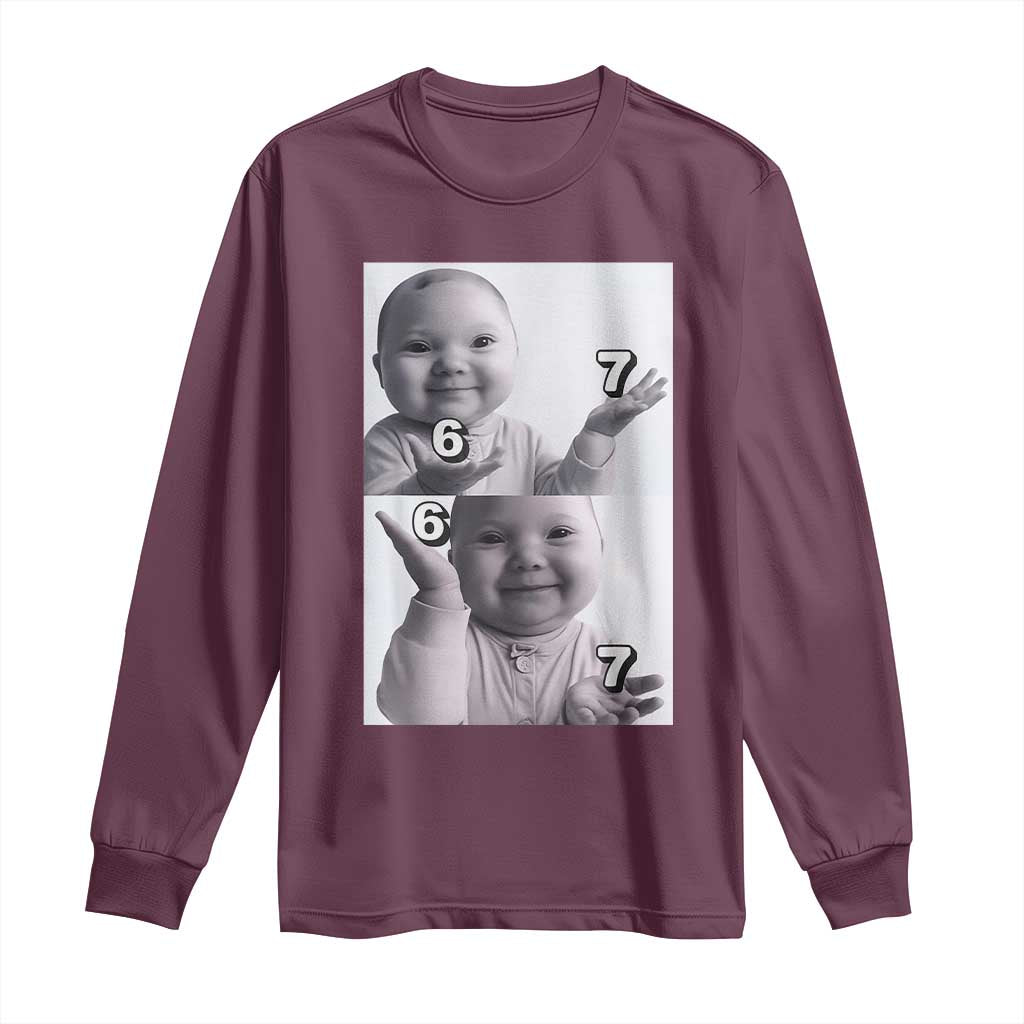 Funny Tuff Baby 67 Meme Long Sleeve Shirt Viral AI Niche Baby Six Seven Hand Gesture - Wonder Print Shop