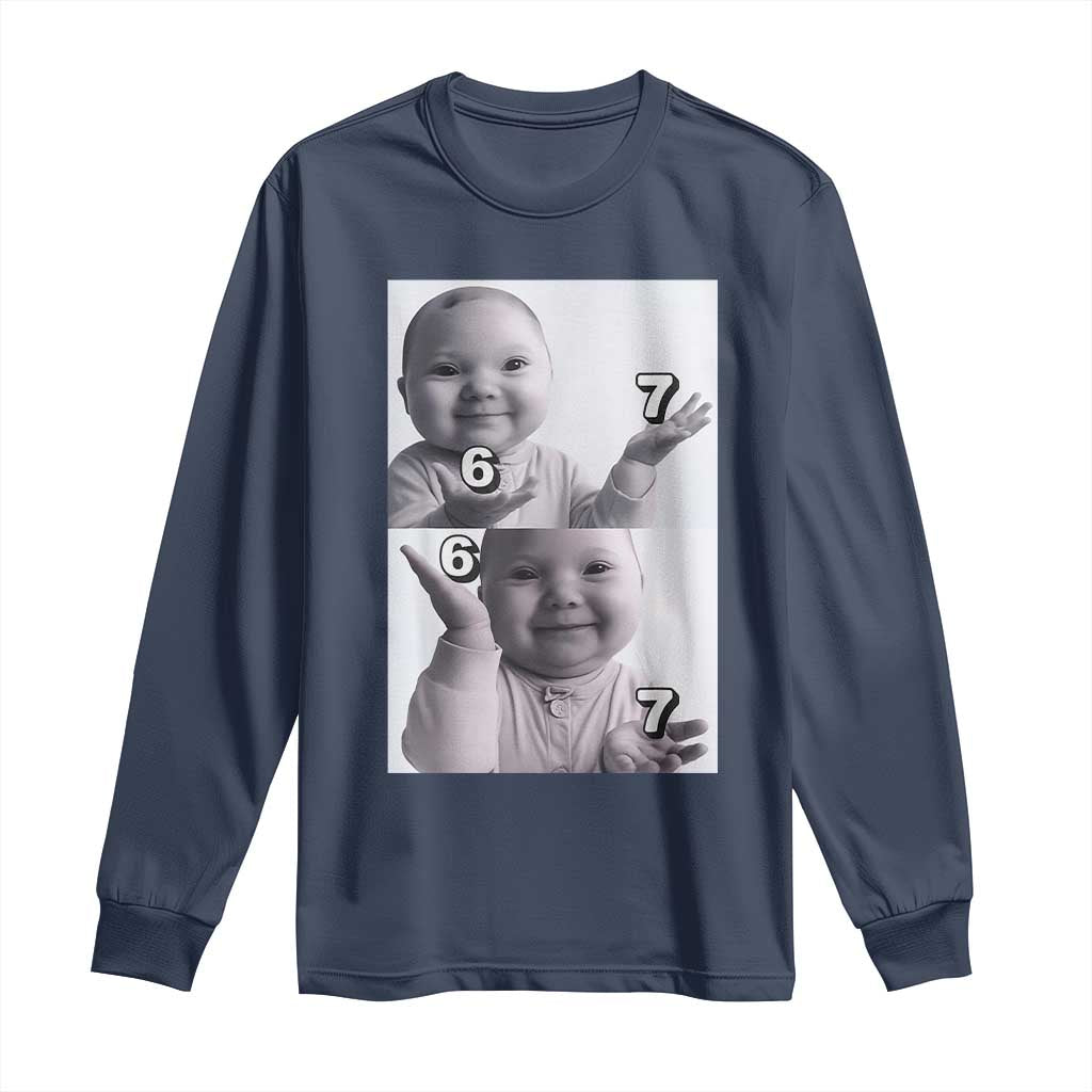 Funny Tuff Baby 67 Meme Long Sleeve Shirt Viral AI Niche Baby Six Seven Hand Gesture - Wonder Print Shop