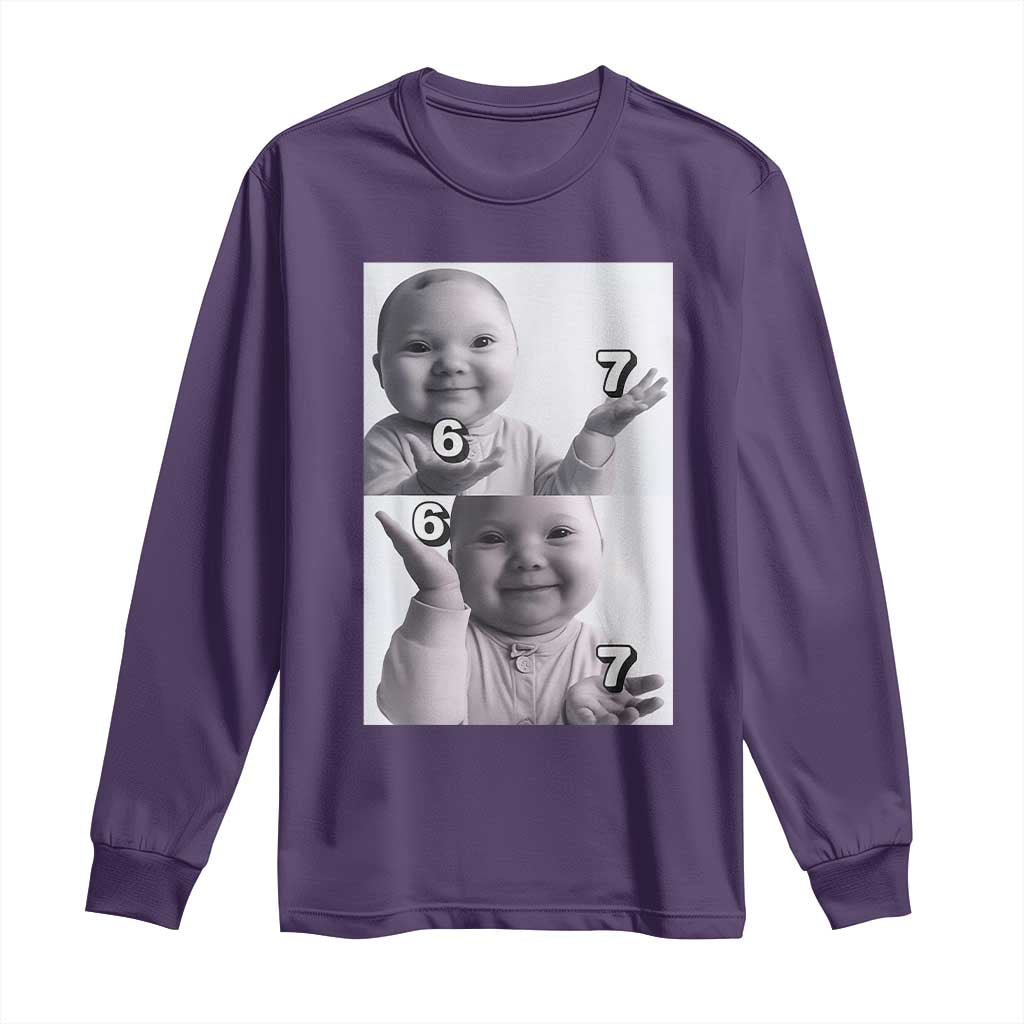 Funny Tuff Baby 67 Meme Long Sleeve Shirt Viral AI Niche Baby Six Seven Hand Gesture - Wonder Print Shop
