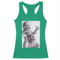 Funny Tuff Baby 67 Meme Racerback Tank Top Viral AI Niche Baby Six Seven Hand Gesture - Wonder Print Shop