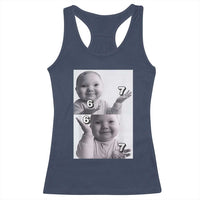 Funny Tuff Baby 67 Meme Racerback Tank Top Viral AI Niche Baby Six Seven Hand Gesture - Wonder Print Shop
