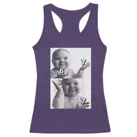 Funny Tuff Baby 67 Meme Racerback Tank Top Viral AI Niche Baby Six Seven Hand Gesture - Wonder Print Shop