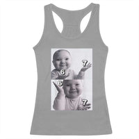 Funny Tuff Baby 67 Meme Racerback Tank Top Viral AI Niche Baby Six Seven Hand Gesture - Wonder Print Shop