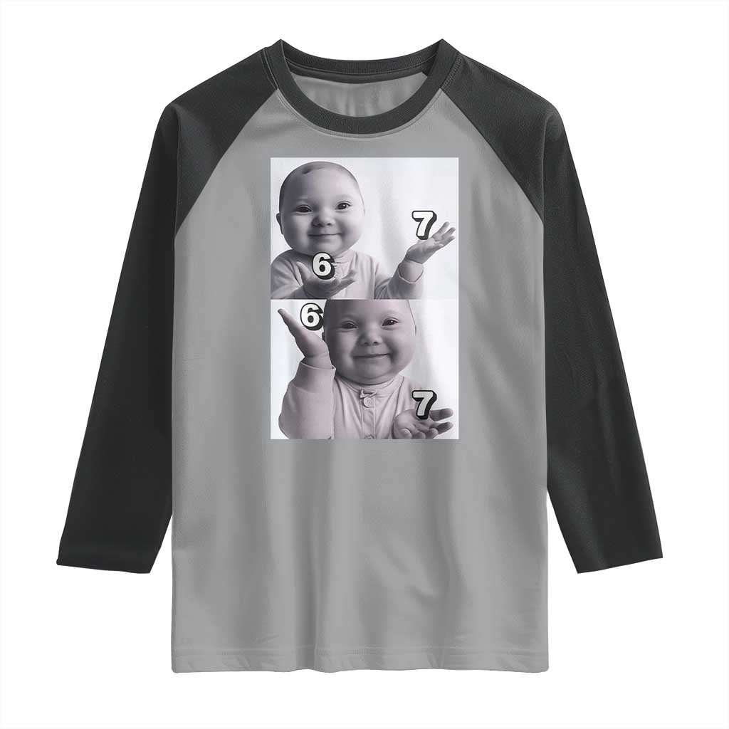 Funny Tuff Baby 67 Meme Raglan Shirt Viral AI Niche Baby Six Seven Hand Gesture - Wonder Print Shop