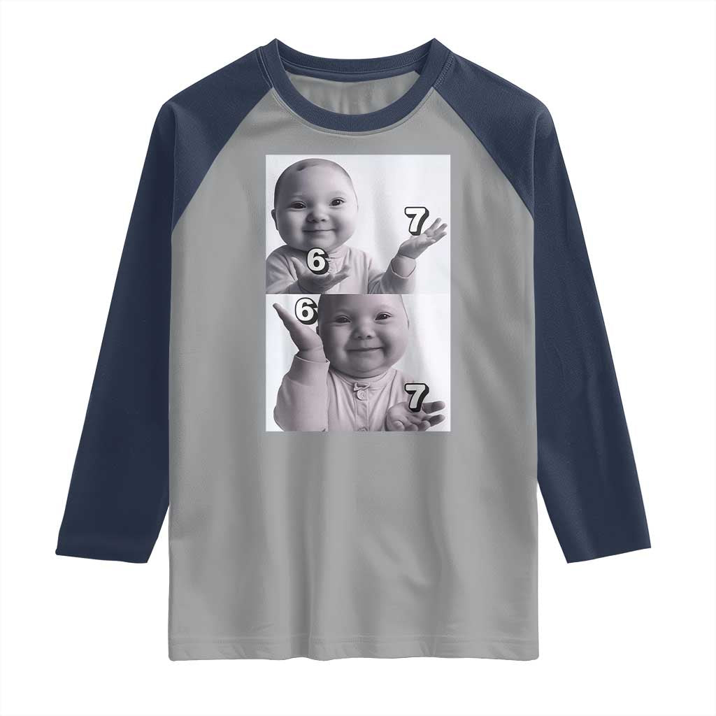 Funny Tuff Baby 67 Meme Raglan Shirt Viral AI Niche Baby Six Seven Hand Gesture - Wonder Print Shop