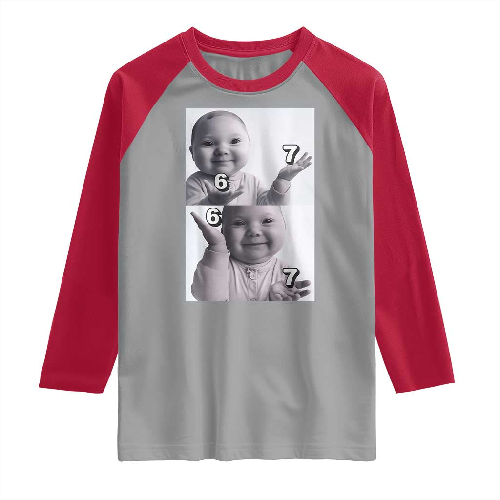 Funny Tuff Baby 67 Meme Raglan Shirt Viral AI Niche Baby Six Seven Hand Gesture - Wonder Print Shop