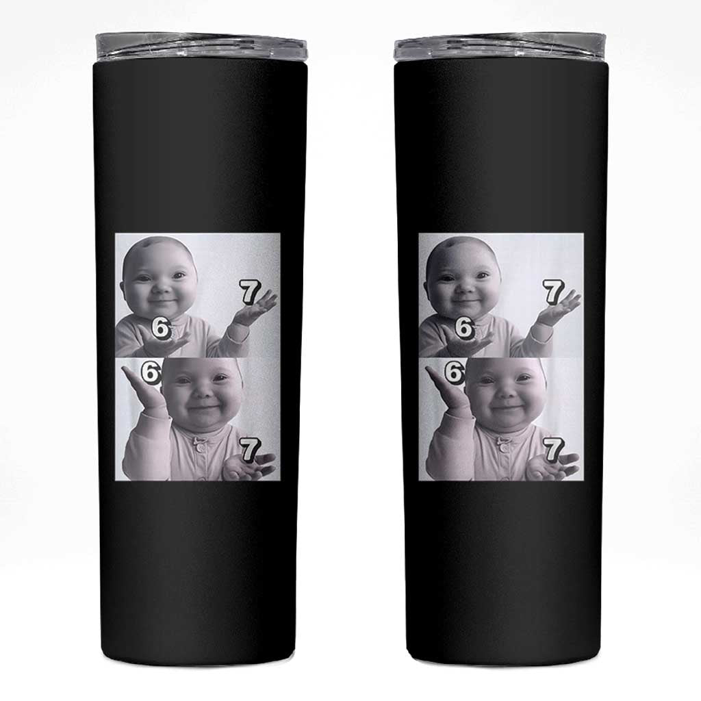 Funny Tuff Baby 67 Meme Skinny Tumbler Viral AI Niche Baby Six Seven Hand Gesture - Wonder Print Shop