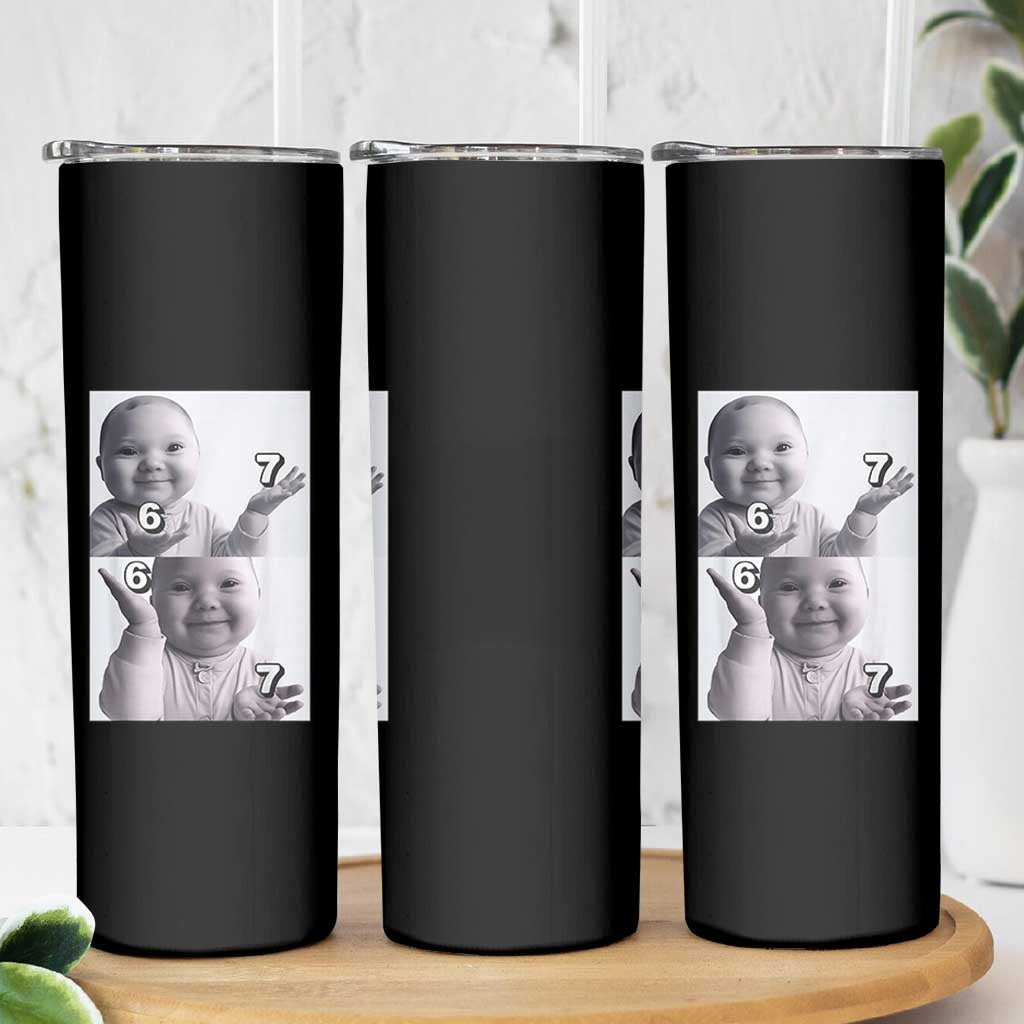 Funny Tuff Baby 67 Meme Skinny Tumbler Viral AI Niche Baby Six Seven Hand Gesture - Wonder Print Shop