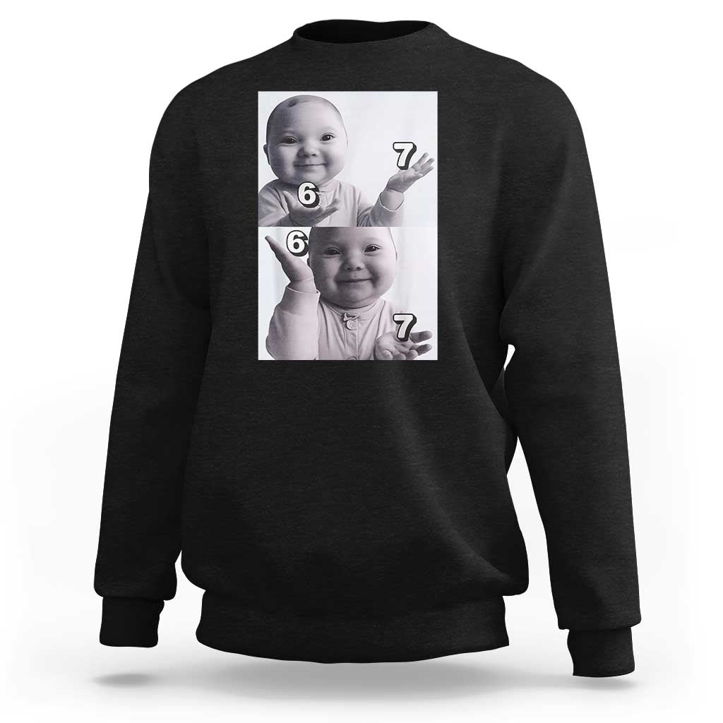 Funny Tuff Baby 67 Meme Sweatshirt Viral AI Niche Baby Six Seven Hand Gesture - Wonder Print Shop