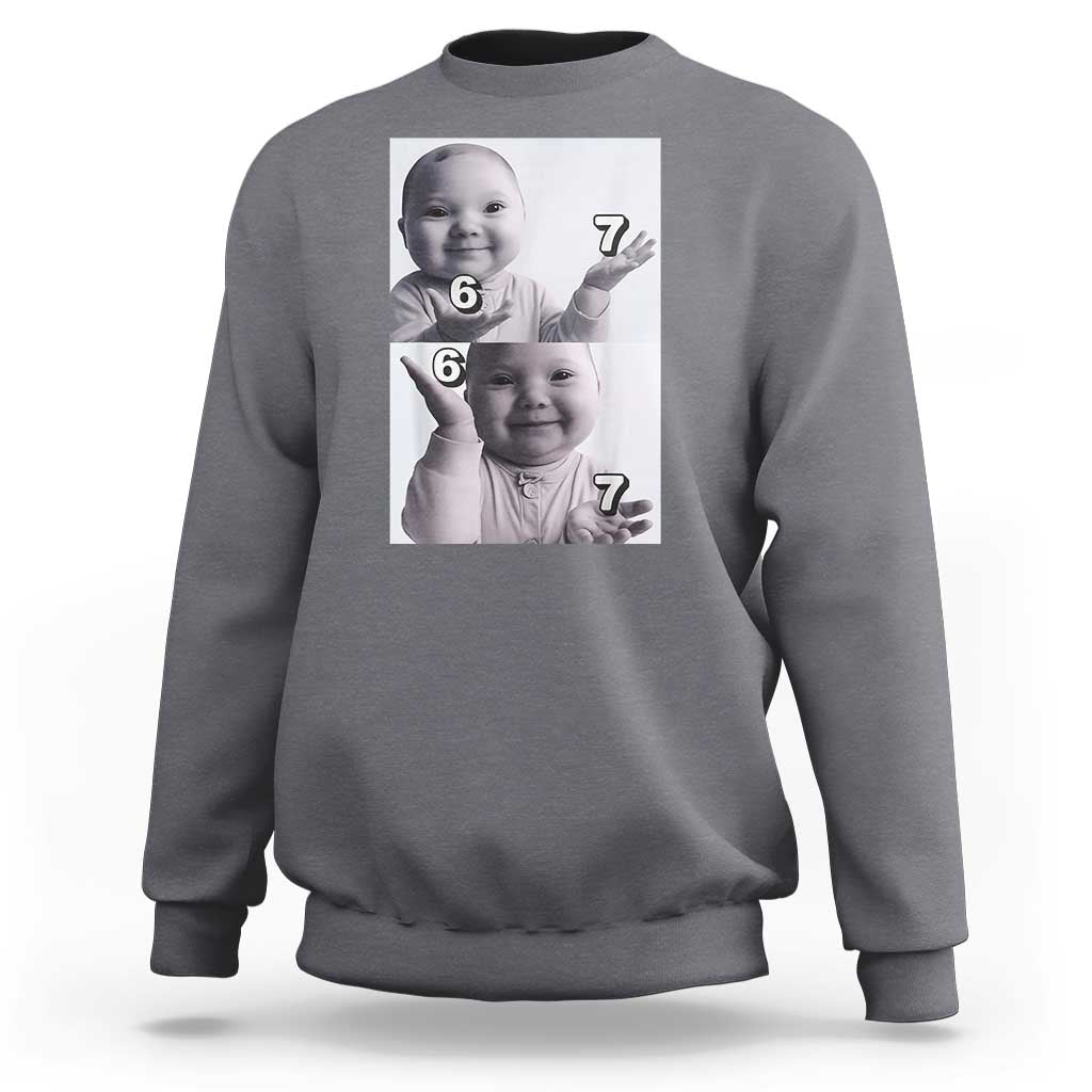 Funny Tuff Baby 67 Meme Sweatshirt Viral AI Niche Baby Six Seven Hand Gesture - Wonder Print Shop