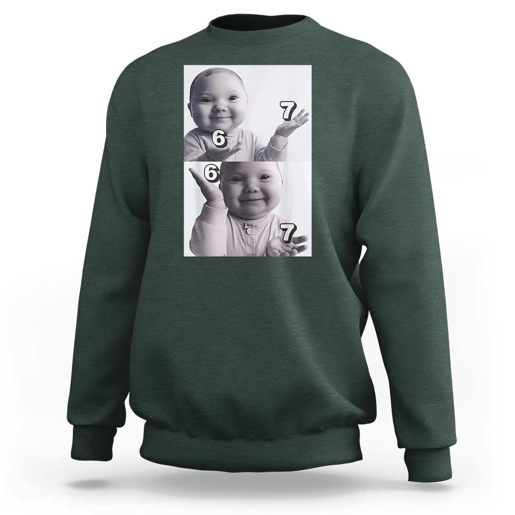 Funny Tuff Baby 67 Meme Sweatshirt Viral AI Niche Baby Six Seven Hand Gesture - Wonder Print Shop