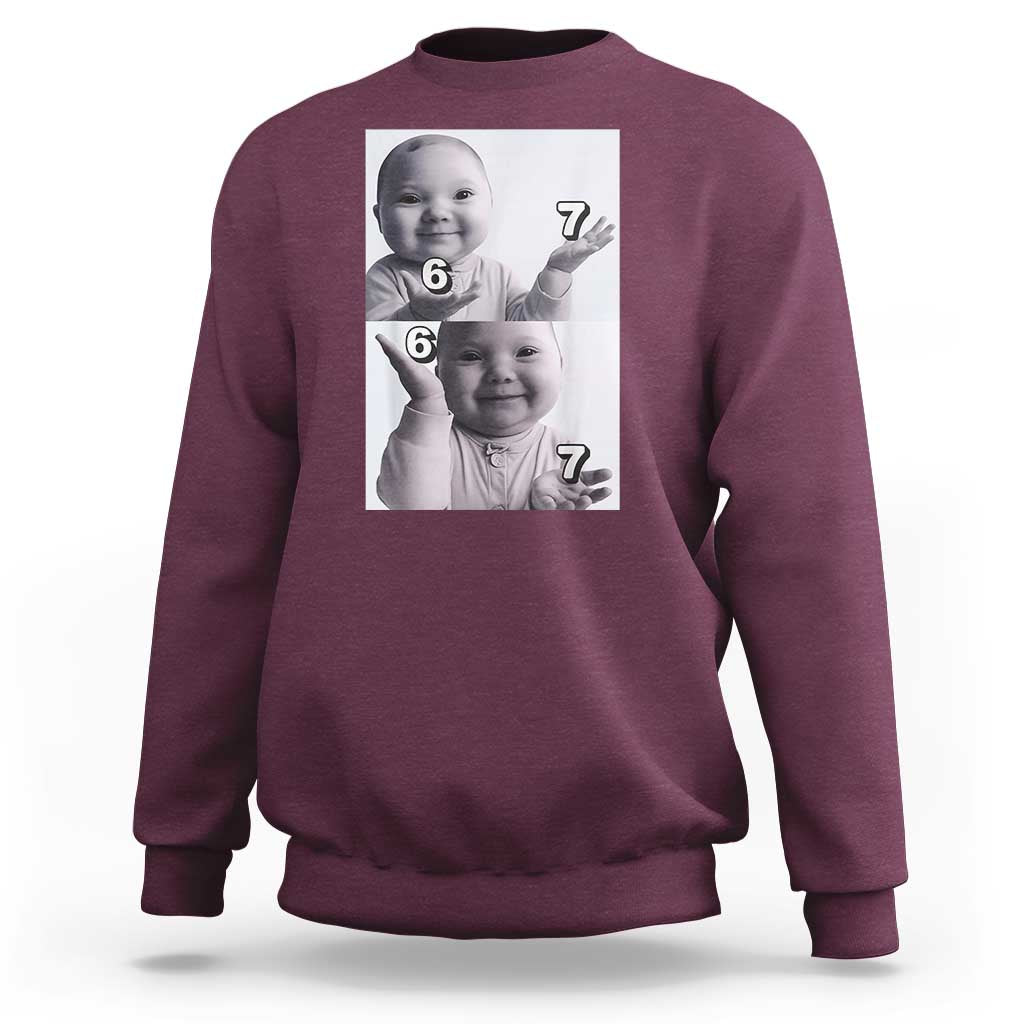 Funny Tuff Baby 67 Meme Sweatshirt Viral AI Niche Baby Six Seven Hand Gesture - Wonder Print Shop