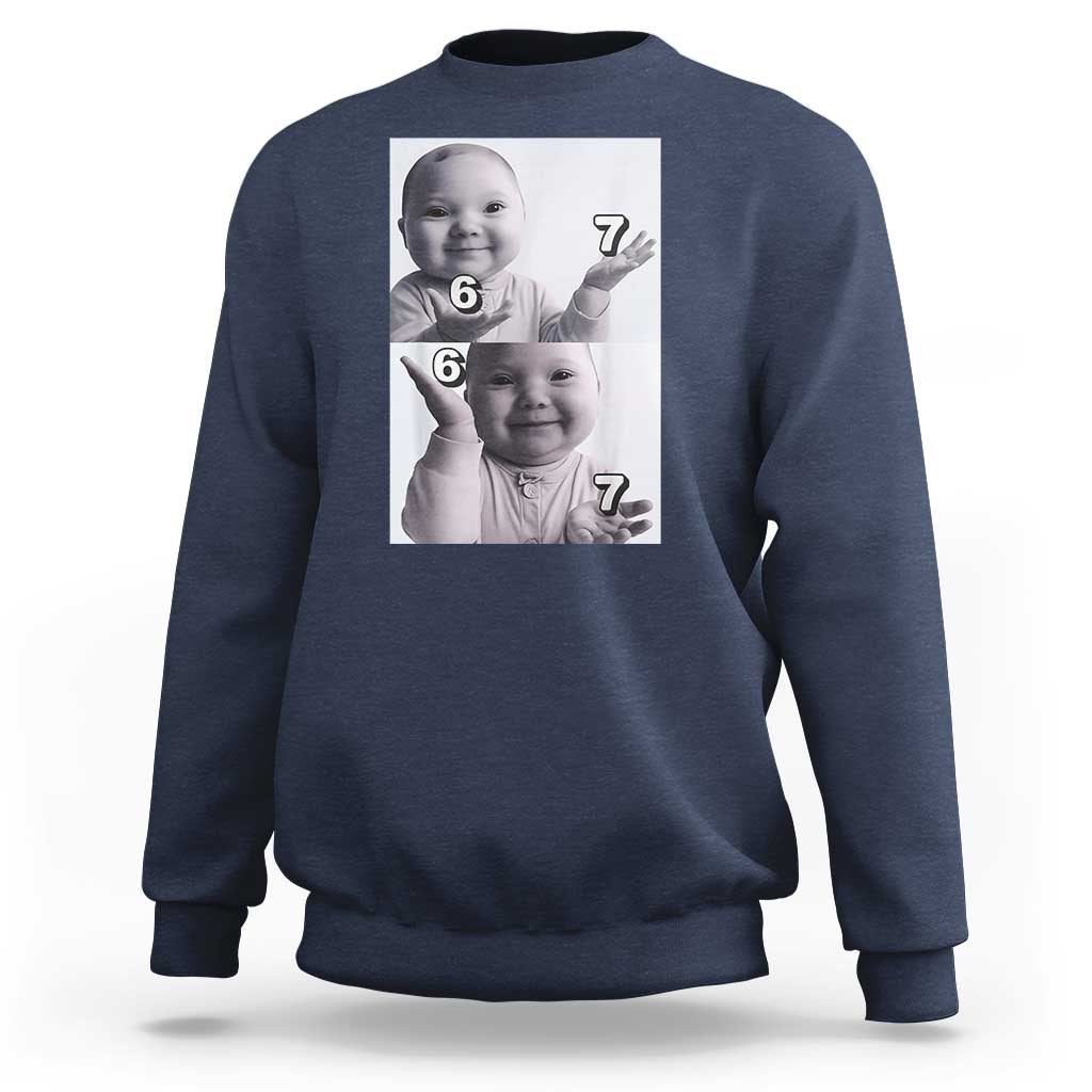 Funny Tuff Baby 67 Meme Sweatshirt Viral AI Niche Baby Six Seven Hand Gesture - Wonder Print Shop