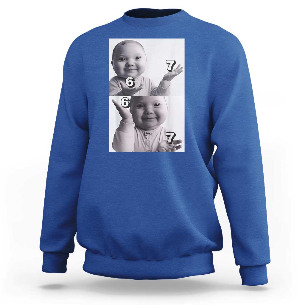 Funny Tuff Baby 67 Meme Sweatshirt Viral AI Niche Baby Six Seven Hand Gesture - Wonder Print Shop