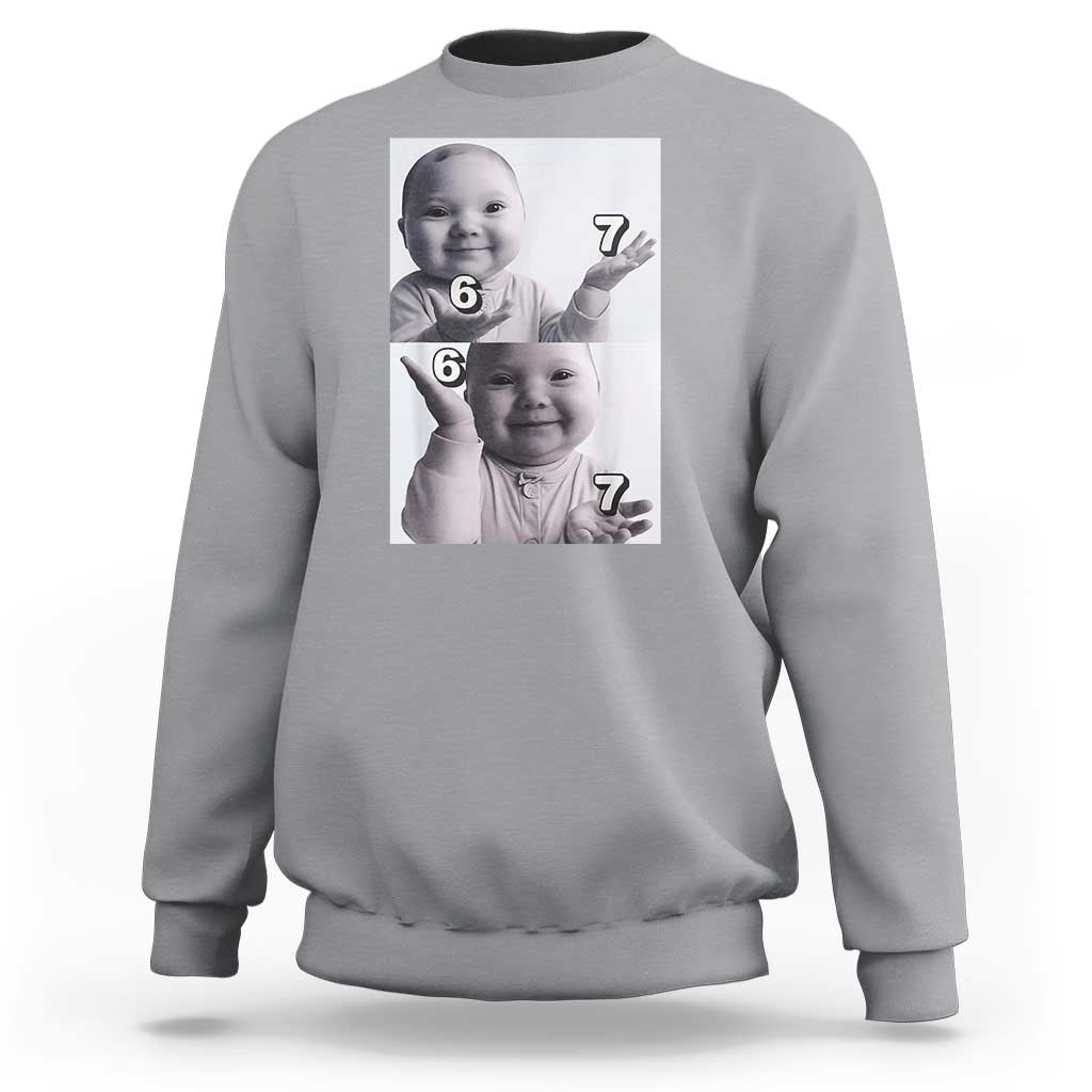 Funny Tuff Baby 67 Meme Sweatshirt Viral AI Niche Baby Six Seven Hand Gesture - Wonder Print Shop