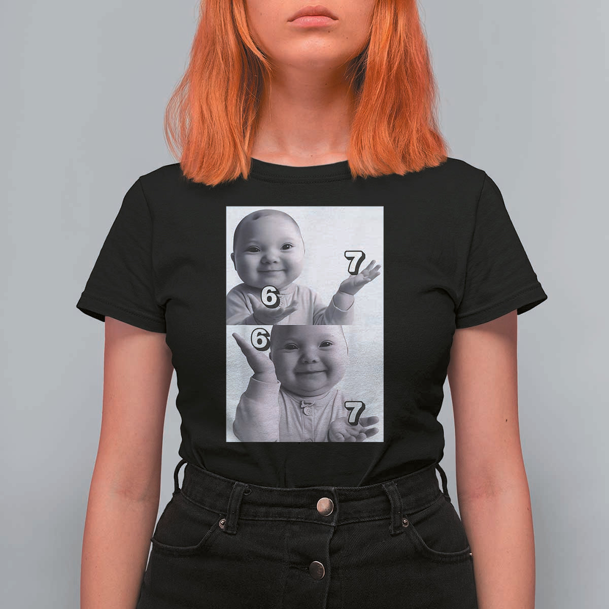 Funny Tuff Baby 67 Meme T Shirt For Women Viral AI Niche Baby Six Seven Hand Gesture - Wonder Print Shop
