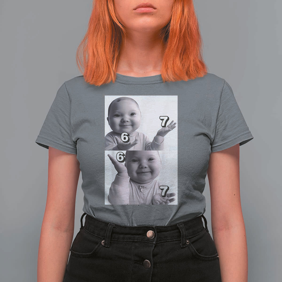 Funny Tuff Baby 67 Meme T Shirt For Women Viral AI Niche Baby Six Seven Hand Gesture - Wonder Print Shop