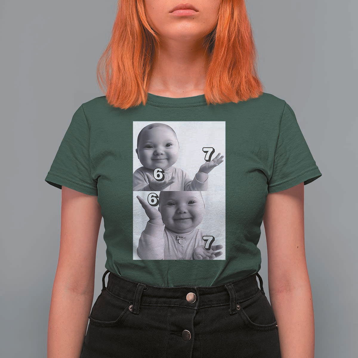 Funny Tuff Baby 67 Meme T Shirt For Women Viral AI Niche Baby Six Seven Hand Gesture - Wonder Print Shop