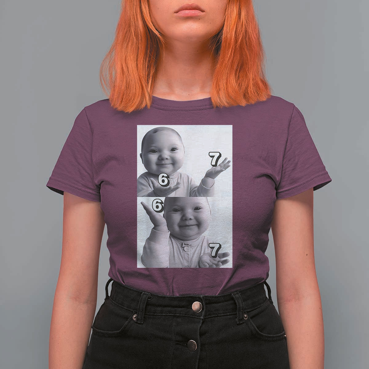 Funny Tuff Baby 67 Meme T Shirt For Women Viral AI Niche Baby Six Seven Hand Gesture - Wonder Print Shop