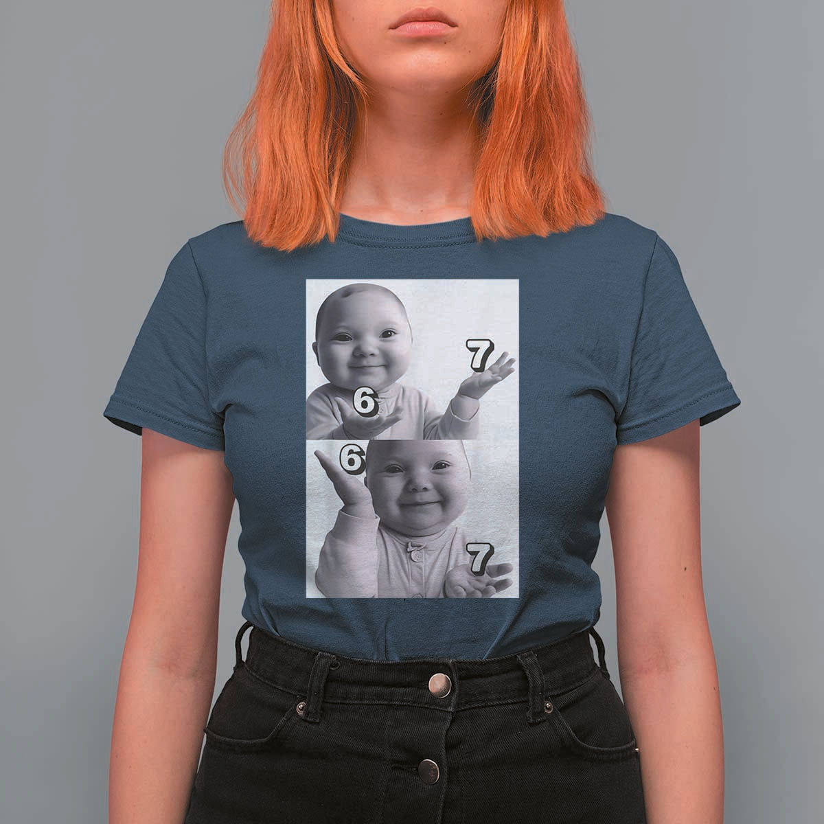 Funny Tuff Baby 67 Meme T Shirt For Women Viral AI Niche Baby Six Seven Hand Gesture - Wonder Print Shop