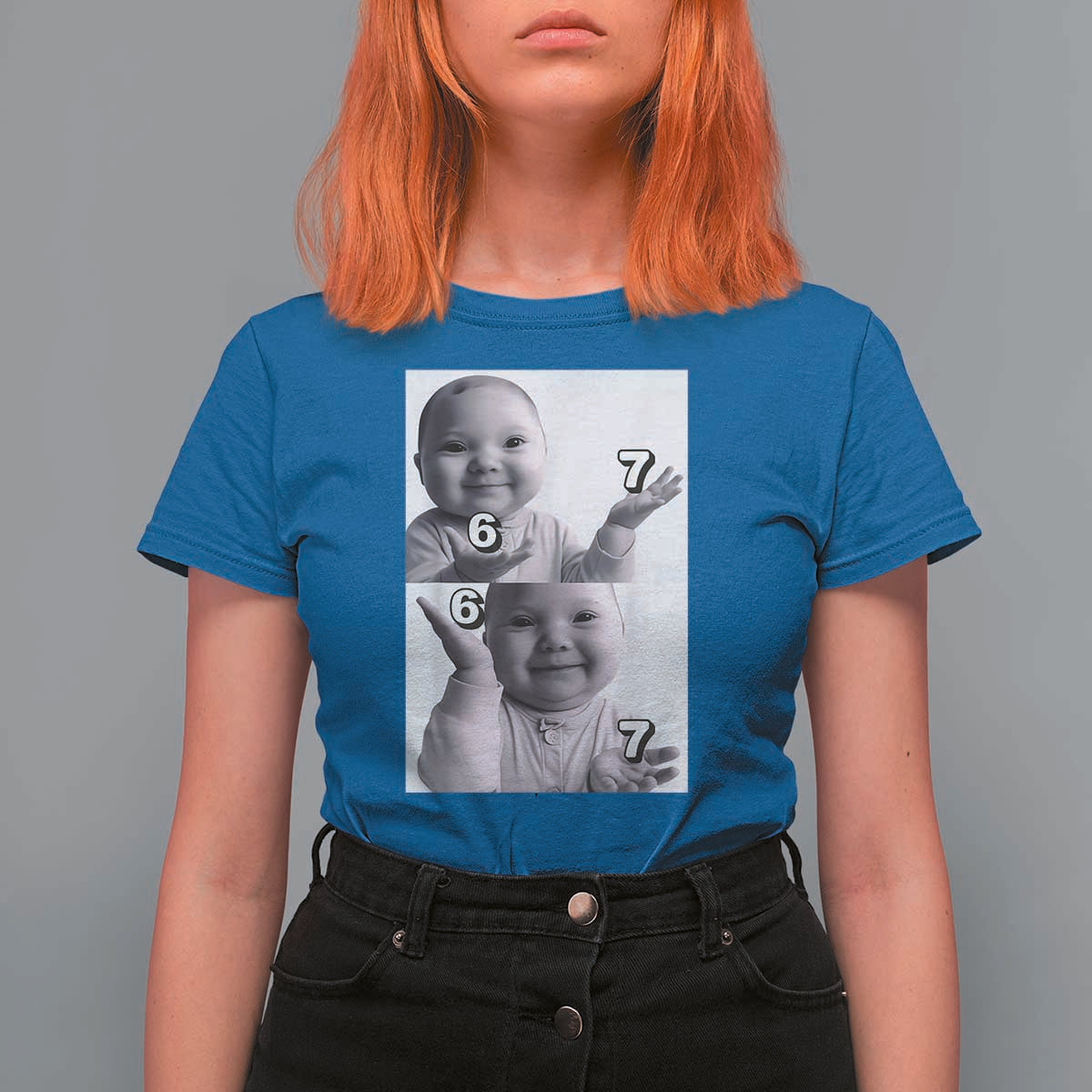 Funny Tuff Baby 67 Meme T Shirt For Women Viral AI Niche Baby Six Seven Hand Gesture - Wonder Print Shop