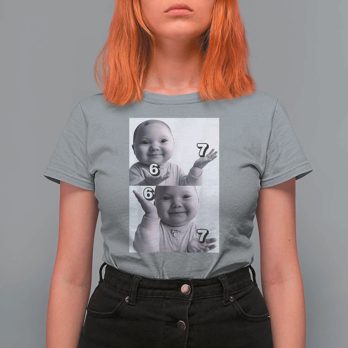 Funny Tuff Baby 67 Meme T Shirt For Women Viral AI Niche Baby Six Seven Hand Gesture - Wonder Print Shop