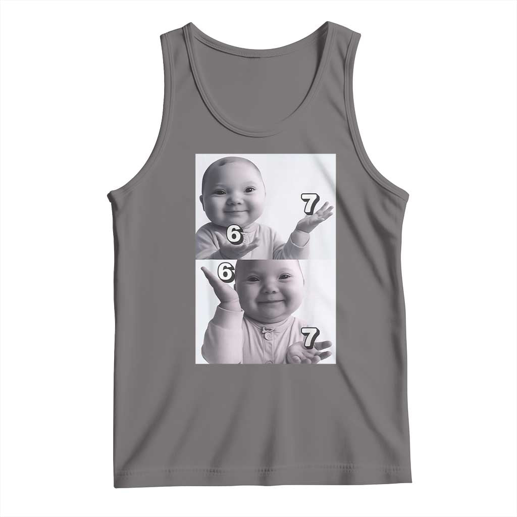 Funny Tuff Baby 67 Meme Tank Top Viral AI Niche Baby Six Seven Hand Gesture - Wonder Print Shop