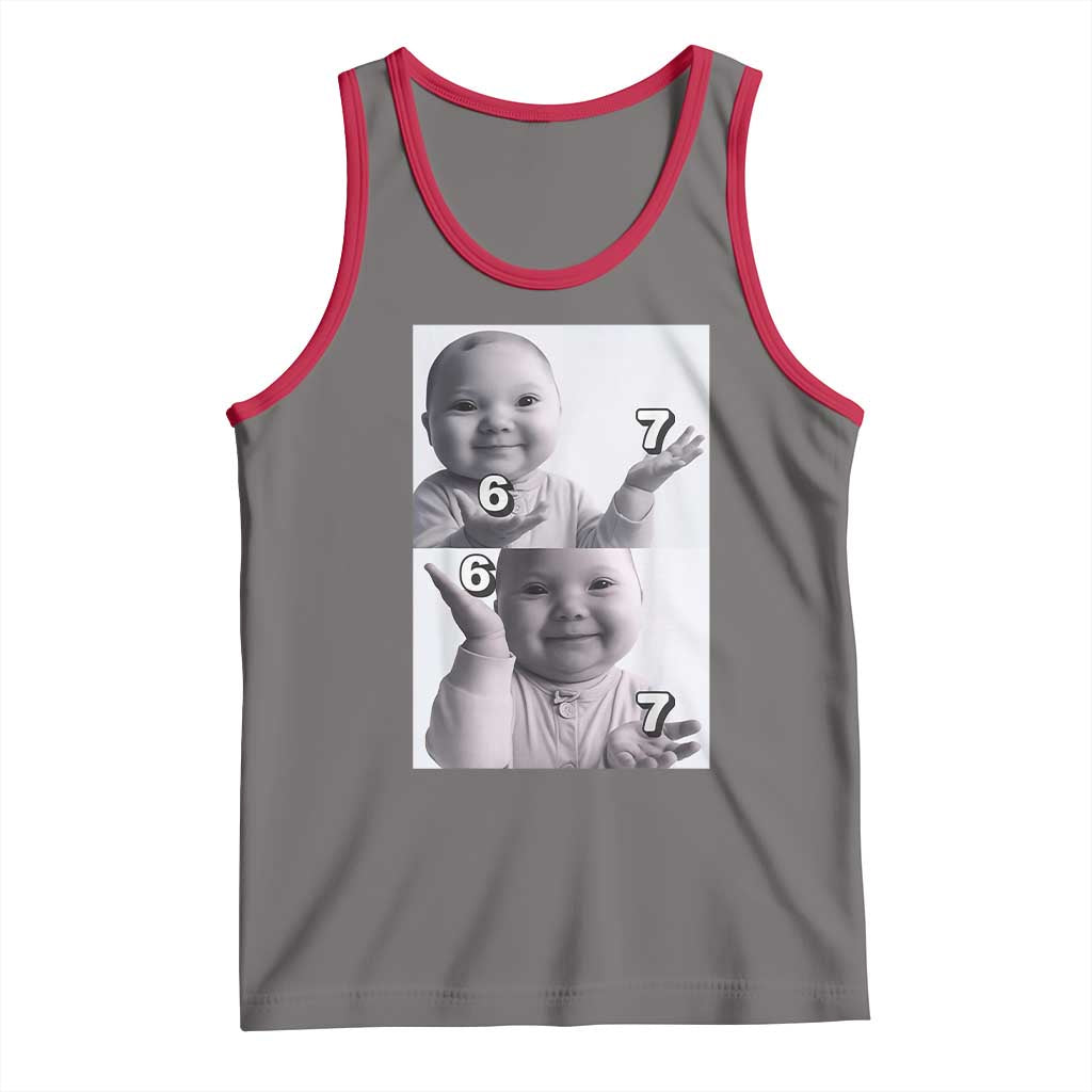 Funny Tuff Baby 67 Meme Tank Top Viral AI Niche Baby Six Seven Hand Gesture - Wonder Print Shop