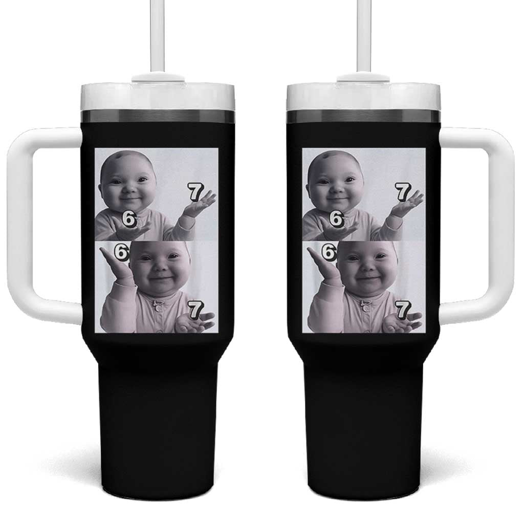 Funny Tuff Baby 67 Meme Tumbler With Handle Viral AI Niche Baby Six Seven Hand Gesture - Wonder Print Shop