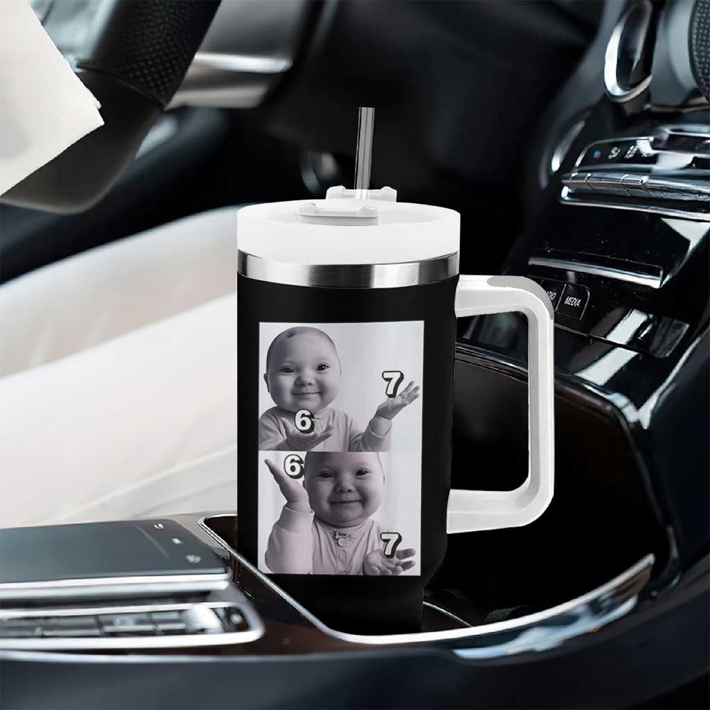 Funny Tuff Baby 67 Meme Tumbler With Handle Viral AI Niche Baby Six Seven Hand Gesture - Wonder Print Shop