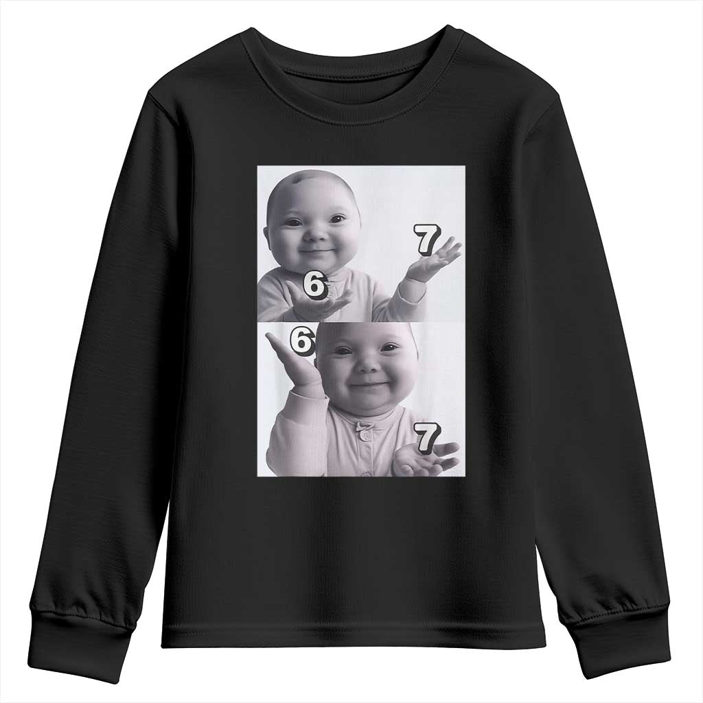 Funny Tuff Baby 67 Meme Youth Sweatshirt Viral AI Niche Baby Six Seven Hand Gesture - Wonder Print Shop