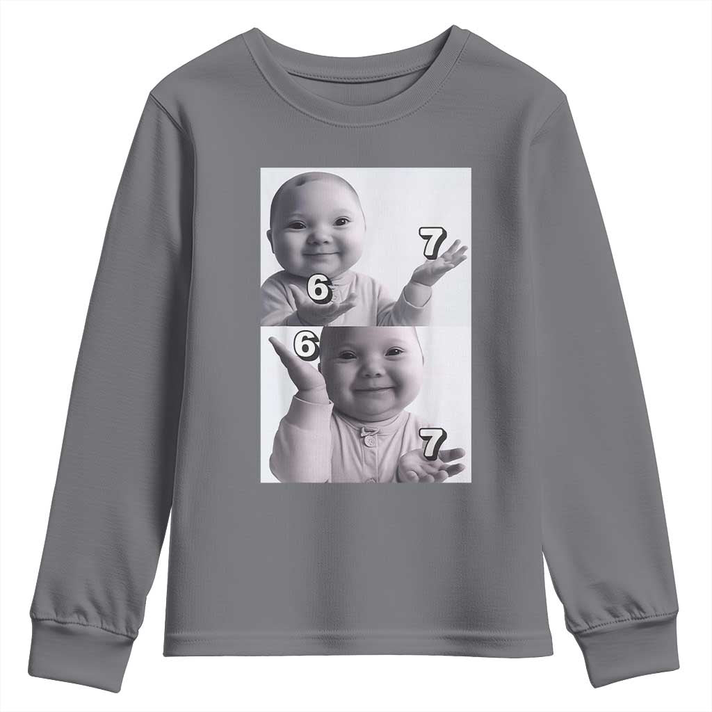 Funny Tuff Baby 67 Meme Youth Sweatshirt Viral AI Niche Baby Six Seven Hand Gesture - Wonder Print Shop