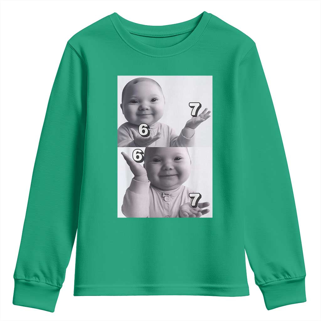 Funny Tuff Baby 67 Meme Youth Sweatshirt Viral AI Niche Baby Six Seven Hand Gesture - Wonder Print Shop