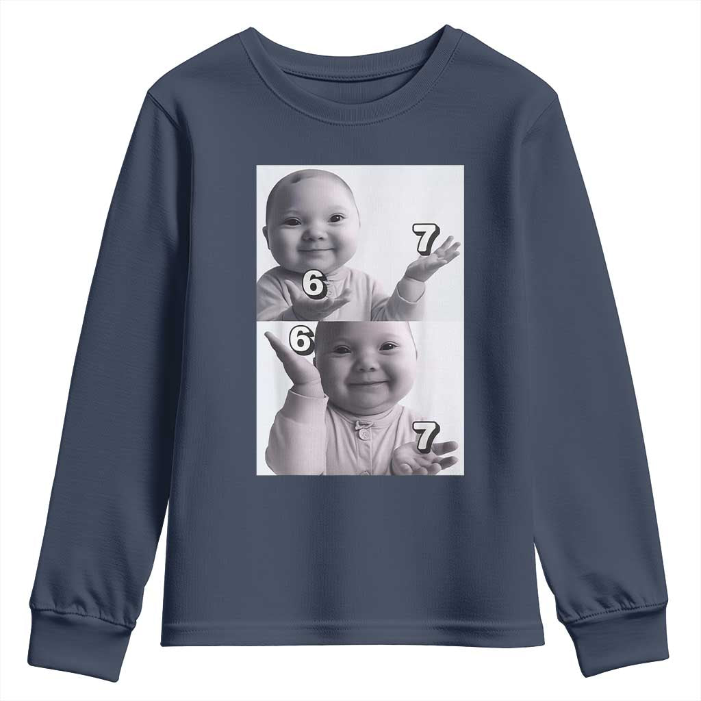 Funny Tuff Baby 67 Meme Youth Sweatshirt Viral AI Niche Baby Six Seven Hand Gesture - Wonder Print Shop
