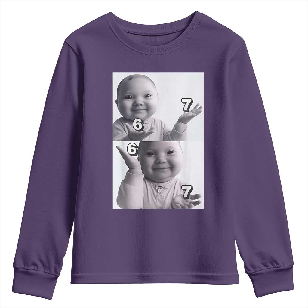 Funny Tuff Baby 67 Meme Youth Sweatshirt Viral AI Niche Baby Six Seven Hand Gesture - Wonder Print Shop