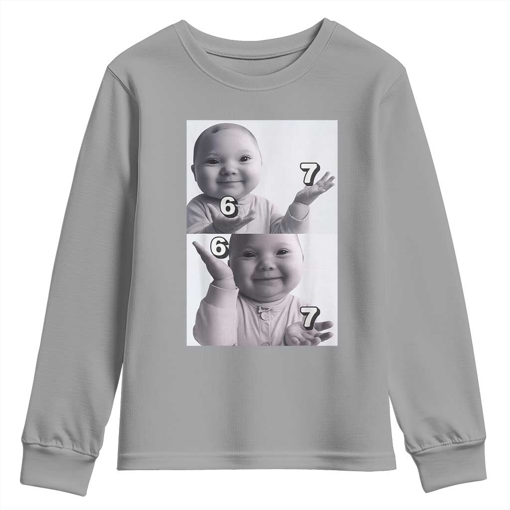 Funny Tuff Baby 67 Meme Youth Sweatshirt Viral AI Niche Baby Six Seven Hand Gesture - Wonder Print Shop